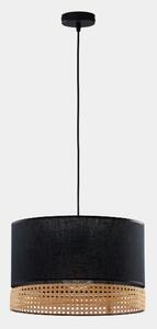Lampa wisząca Paglia M - czarny abażur, rattan