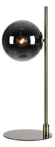 Złota lampa stołowa Dione - szklany klosz
