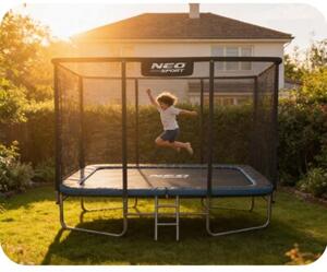 Duża trampolina ogrodowa Neo-sport prostokątna 305x213cm 10x7ft dla dzieci bezpieczna