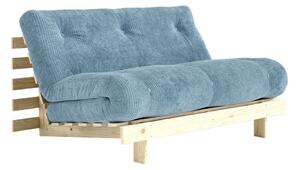 Jasnoniebieska sztruksowa rozkładana sofa 140 cm Roots – Karup