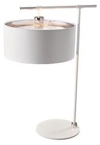 Nowoczesna lampa stołowa Modern - biały abażur, srebrne detale
