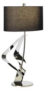 Designerska lampa stołowa Ribbon - srebrny połysk, czarny abażur