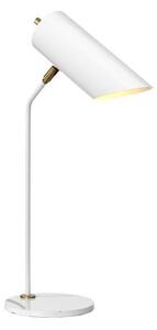 Nowoczesna lampa biurkowa Quinto - biała, złote elementy