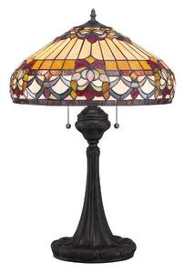 Witrażowa lampa stołowa Belle Fleur - dekoracyjna podstawa, ciemny brąz