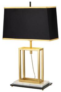Gustowna lampa stołowa Atlas -złota baza, czarny abażur