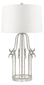 Ażurowa lampa stołowa Stela - biały abażur, szklane detale