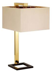 Geometryczna lampa stołowa Plein - złota, kremowy abażur, nowoczesna