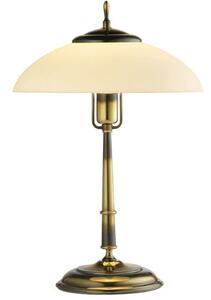 Klasyczna lampa stołowa Onyx - mleczny klosz, patyna