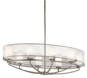 Klasyczna lampa wisząca Astoria owalna - modern classic - srebrna, szklana