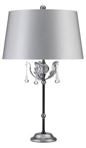 Elegancka lampa stołowa Amarilli - czarno-srebrna, z klasycznym abażurem