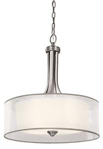 Duża lampa wisząca Lacey - srebrna, cienki abażur