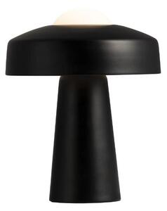 Designerska lampa stołowa Time - czarna, szklany klosz