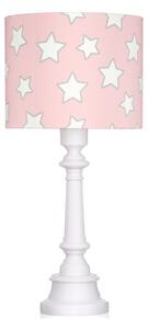 Dziecięca lampa stołowa Stars - różowy abażur w białe gwiazdki
