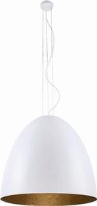 Biała lampa wisząca Egg - duży klosz, złoty środek
