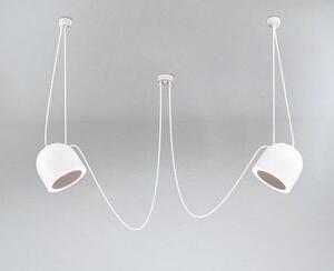 Lampa wisząca Dobo z dwoma pięknymi kloszami i ozdobnymi kablami - biała