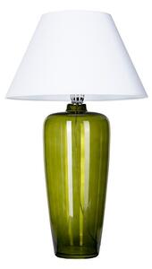 Zielona lampa stołowa Bilbao - szklana, biały abażur