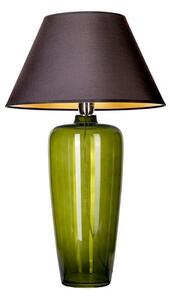 Zielona lampa stołowa do salonu Bilbao - czarny abażur, szklana