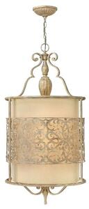 Duża lampa wisząca Carabel - beżowy abażur, ażurowy wzór