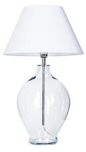 Stylowa lampa stołowa Capri - transparentna, szklana baza, biały abażur