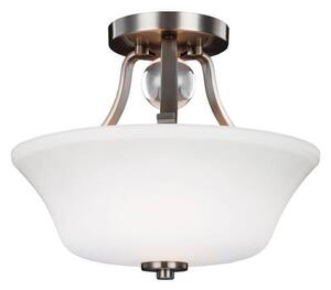 Klasyczna lampa sufitowa Evington - biały, szklany klosz, srebrna podstawa