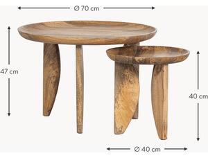 Komplet stolików pomocniczych z drewna mangowego Ella, 2 elem