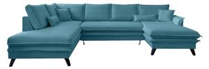 Turkusowa rozkładana sofa w kształcie litery "U" Miuform Charming Charlie, lewostronna