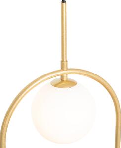 Złota lampa wisząca w stylu art deco z białym szkłem 3 - Isabella Oswietlenie wewnetrzne