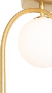 Lampa sufitowa Art Deco złota z białym szkłem - Isabella Oswietlenie wewnetrzne