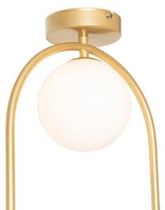 Lampa sufitowa Art Deco złota z białym szkłem - Isabella Oswietlenie wewnetrzne