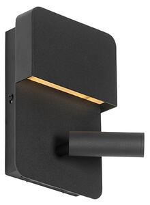 Nowoczesna lampa ścienna czarna w tym LED z USB i lampką do czytania - Robin Oswietlenie wewnetrzne
