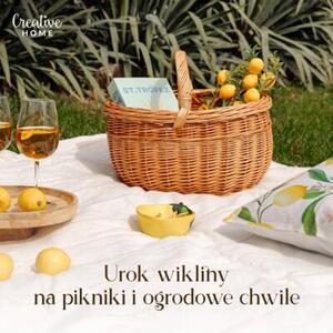 Kosz Piknikowy Wiklinowy | CREATIVE HOME | z Uchwytem i Oplotem 44x33x36cm | Naturalny Brąz