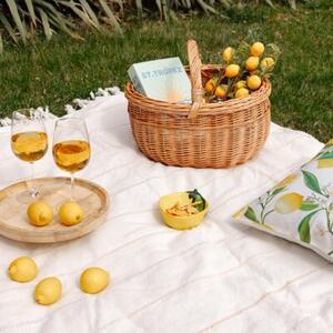Kosz Piknikowy Wiklinowy | CREATIVE HOME | z Uchwytem i Oplotem 44x33x36cm | Naturalny Brąz