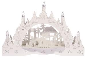 Świecznik świąteczny LED Zimowa kraina, domek i bałwan, 35 x 23 x 7,5 cm