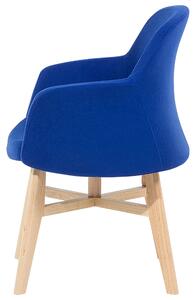 Nowoczesny fotel tapicerowany drewniane nogi retro salon granatowy Ystad Beliani