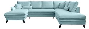 Jasnoniebieska rozkładana sofa w kształcie litery "U" Miuform Charming Charlie, prawostronna