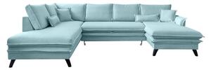 Jasnoniebieska rozkładana sofa w kształcie litery "U" Miuform Charming Charlie, lewostronna