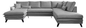 Ciemnoszara rozkładana sofa w kształcie litery "U" Miuform Charming Charlie, prawostronna