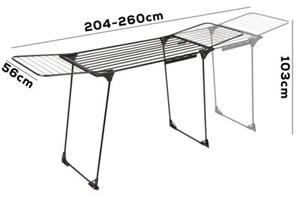 Suszarka na pranie metalowa czarna rozsuwana XXL 204-260x56x103 cm
