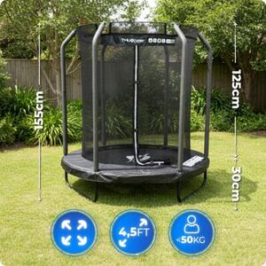 Trampolina dla dzieci do domu mała 4.5FT 140CM bezpieczna siatka Thunder