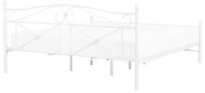 Metalowe łóżko ze stelażem 180x200 cm zdobione wezgłowie i zanóżek białe Rodez Beliani