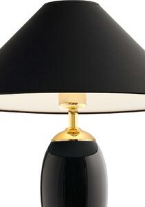 Abażurowa LAMPA stołowa REA 40607102 Kaspa stojąca LAMPKA biurkowa do sypialni nocna złota czarna - czarny