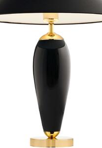 Abażurowa LAMPA stołowa REA 40607102 Kaspa stojąca LAMPKA biurkowa do sypialni nocna złota czarna - czarny