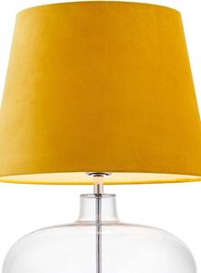 Stojąca LAMPKA biurkowa SAWA VELVET 41011114 Kaspa szklana LAMPA abażurowa do sypialni nocna przezroczysta żółta - żółty