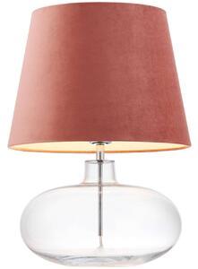Klasyczna LAMPA stołowa SAWA VELVET 41012116 Kaspa abażurowa LAMPKA nocna do sypialni przezroczysta różowa - różowy