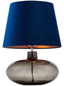 Nocna LAMPA stojąca SAWA VELVET 41014112 Kaspa abażurowa LAMPKA do sypialni miedź grafitowa granatowa - grafit | antracyt || niebieski