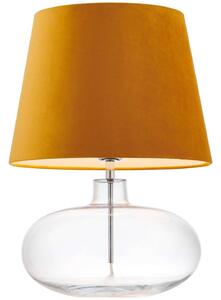 Biurkowa LAMPA abażurowa SAWA VELVET 41013105 Kaspa stołowa LAMPKA stojąca nocna do sypialni przezroczysta złota - złoty