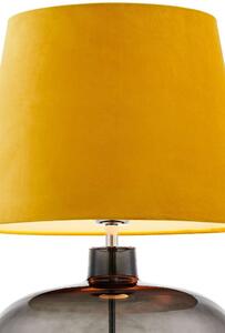 Biurkowa LAMPKA stojąca SAWA VELVET 41017114 Kaspa stołowa LAMPA abażurowa klasyczna do sypialni grafitowa żółta - żółty