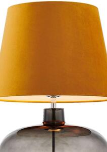 Klasyczna LAMPKA stołowa SAWA VELVET 41022105 Kaspa nocna LAMPA abażurowa stojąca do sypialni nocna grafitowa złota - złoty