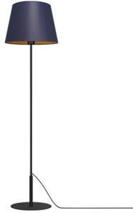 Lampa stojąca podłogowa czarna ze stożkowym granatowym abażurem 1xE27 15W Arden Luminex