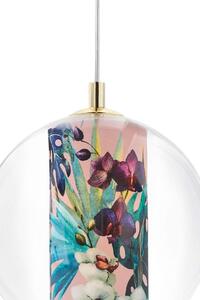 Dekoracyjna LAMPA wisząca FERIA 10906116 Kaspa kulista OPRAWA szklany zwis kula z motywem roślinnym złota przezroczysta różowa - różowy